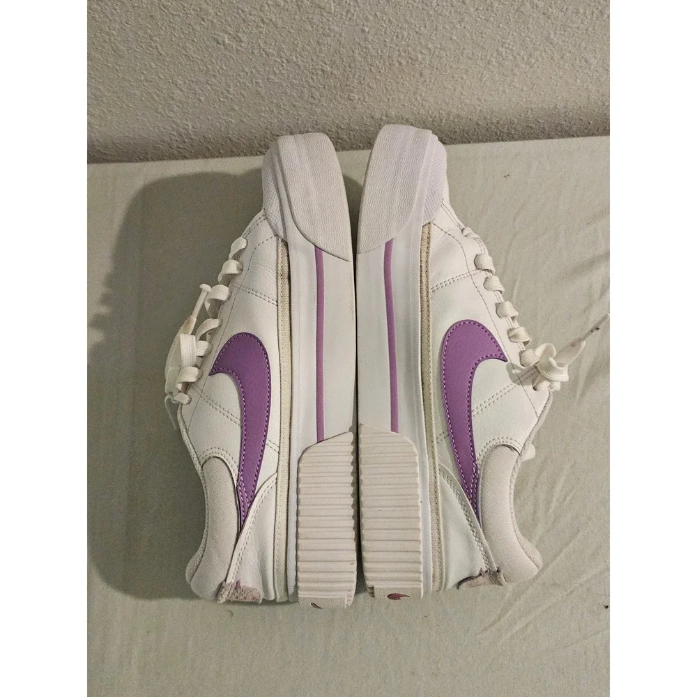 Nike Court Legacy Lift White Purple Platform Sneakers sz 8.5